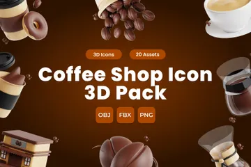 コーヒーショップ 3D Iconパック