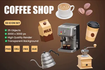 Coffee Shop 3D Icon Pack