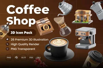 Coffee Shop 3D Icon Pack