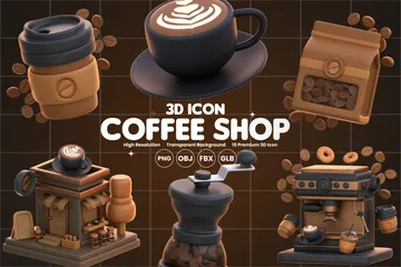 Coffee Shop 3D Icon Pack