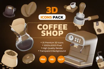 Coffee Shop 3D Icon Pack