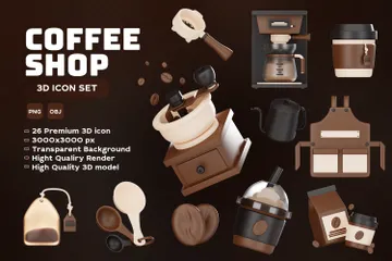 Coffee Shop 3D Icon Pack