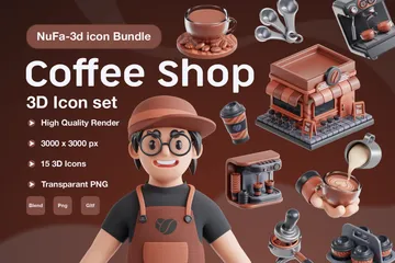 Coffee Shop 3D Icon Pack