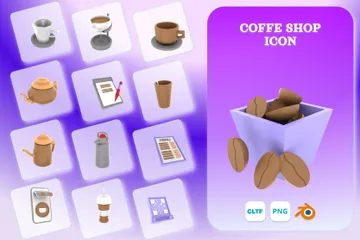 Coffee Shop 3D Icon Pack