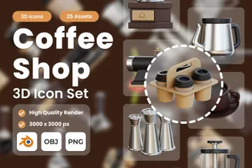 Coffee Shop 3D Icon Pack