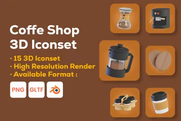 Coffee Shop 3D Icon Pack