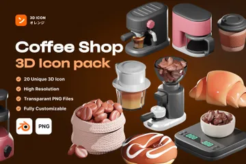 Coffee Shop 3D Icon Pack