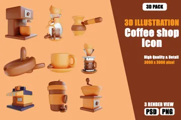 Coffee Shop 3D Illustration Pack