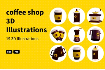 Coffee Shop 3D Illustration Pack