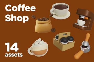 コーヒーショップ 3D Iconパック