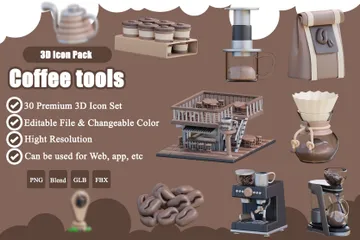 Coffee Tools 3D Icon Pack