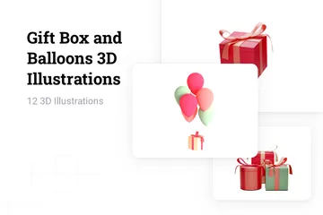 Coffret cadeau et ballons Pack 3D Illustration