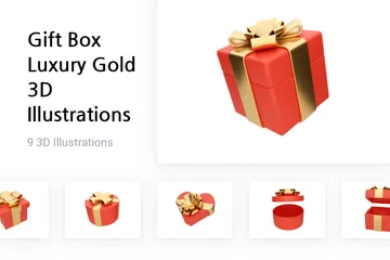 Coffret Cadeau Luxe Or 3D Illustration Pack