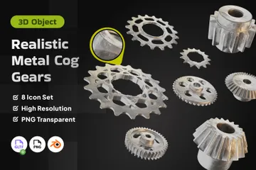 Cog Gears Realistic Metal 3D Icon Pack