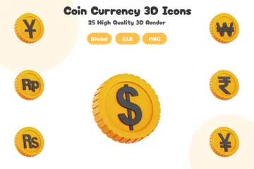 Coin Currency 3D Icon Pack