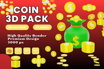 Coin Dollar 3D Icon Pack