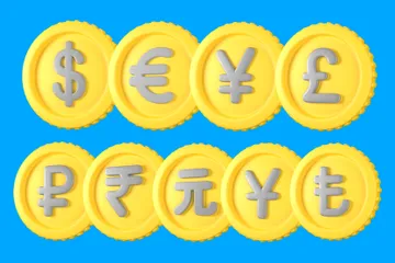 3Dコイン 法定通貨 3D Iconパック