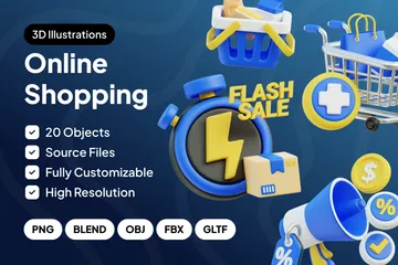Coleção de compras on-line Pacote de Icon 3D