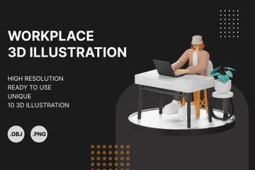 Coleção de espaços de trabalho criativos Pacote de Illustration 3D