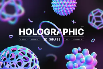 Coleção de formas holográficas Pacote de Icon 3D