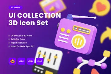 Coleção UI Pacote de Icon 3D