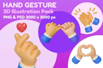 Colección de gestos con las manos Paquete de Illustration 3D