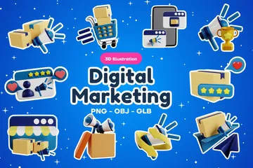 Colección de iconos de marketing digital Paquete de Icon 3D