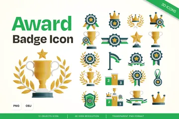 Colección de premios de insignias Paquete de Icon 3D