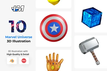 Coleções de acessórios do universo Marvel Pacote de Icon 3D