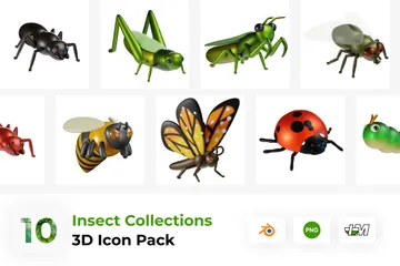 Coleções de insetos V1 Pacote de Icon 3D