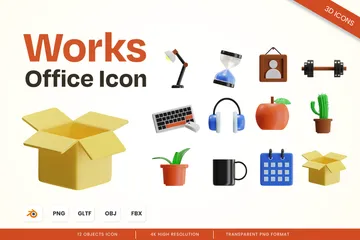 Collection d'outils de travail de bureau Pack 3D Icon