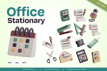 Collection de papeterie de bureau Pack 3D Icon