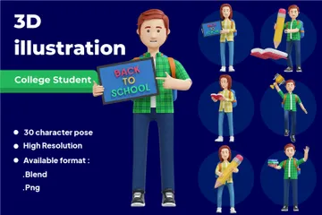 College Student 3D Illustration Pack