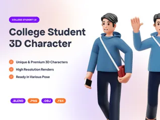 College Student 3D Illustration Pack