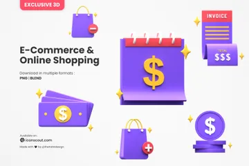 Comercio electrónico y compras en línea Paquete de Illustration 3D