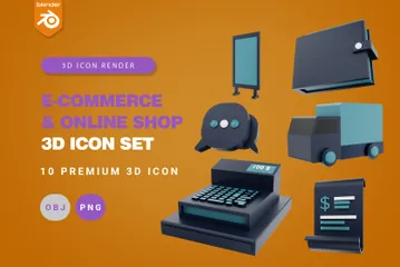 Comercio electrónico y tienda en línea Paquete de Icon 3D