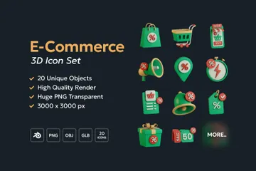 Tienda en línea de comercio electrónico Paquete de Icon 3D