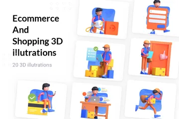 Comercio electrónico y compras Paquete de Illustration 3D