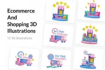 Comercio electrónico y compras Paquete de Illustration 3D