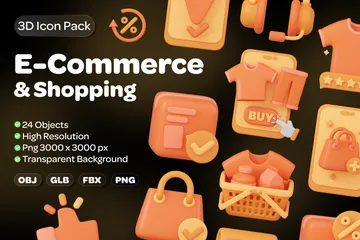 Comercio electrónico y compras 3D Icon Pack