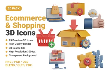 Comercio electrónico y compras Paquete de Icon 3D