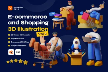 Comercio electrónico y compras 3D Illustration Pack