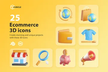 Iconos 3D de comercio electrónico Paquete de Icon 3D