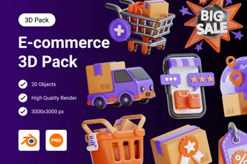 Comercio electrónico y compras en línea Paquete de Icon 3D
