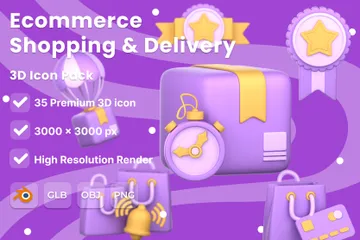 Compras y entregas de comercio electrónico Paquete de Icon 3D