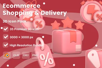 Compras y entregas de comercio electrónico Paquete de Icon 3D