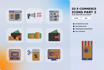 Comercio electrónico parte 2 Paquete de Icon 3D