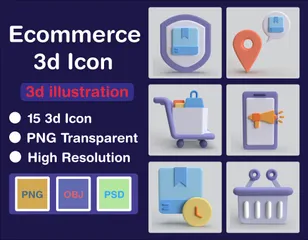 Comércio eletrônico Pacote de Icon 3D