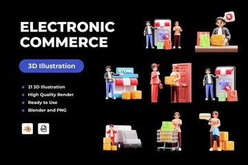 Comércio eletrônico Pacote de Illustration 3D