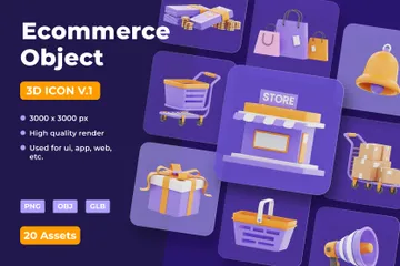 Comércio eletrônico e compras Pacote de Icon 3D